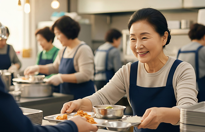 노인을 대상으로 한 무료급식 지원사업